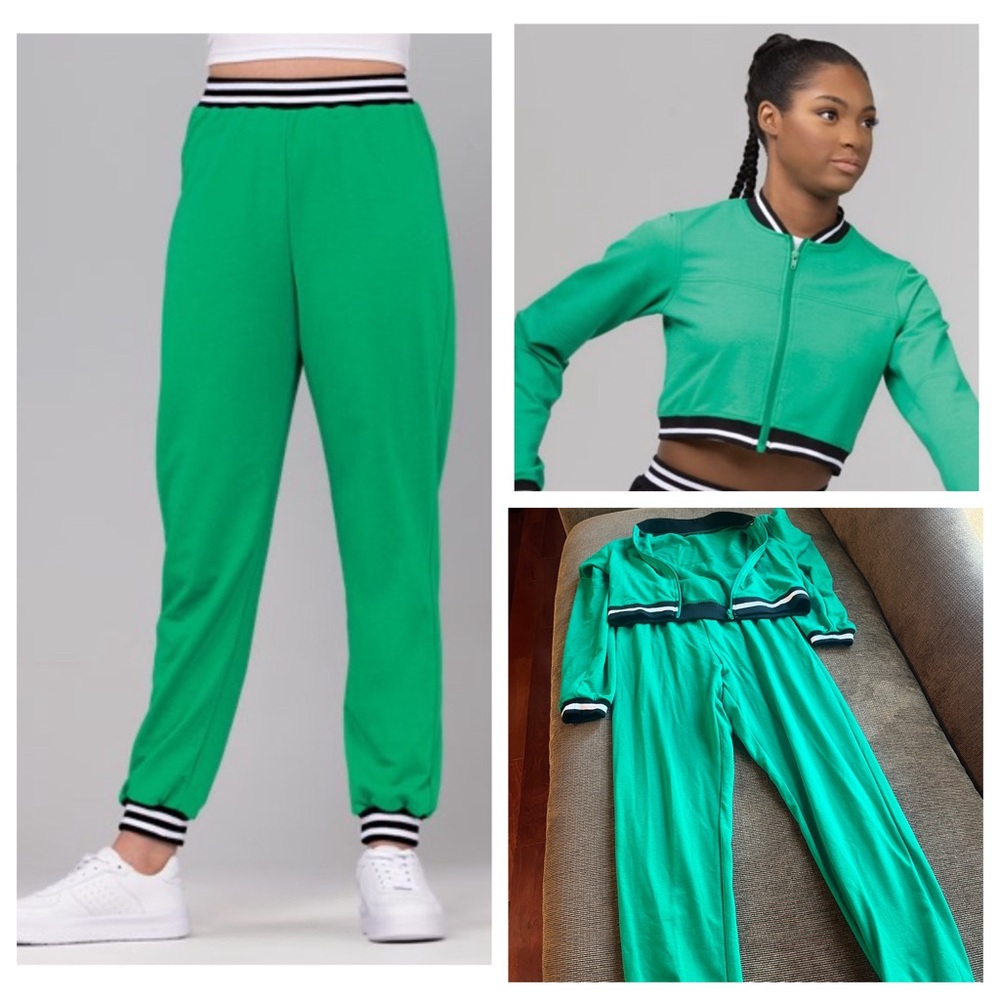 Weissman Striped Jogger & Cropped Terry Jacket